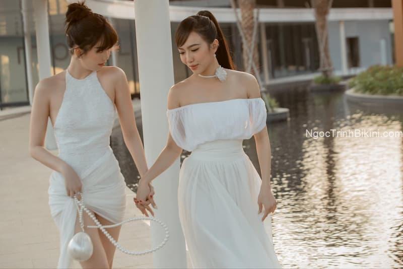 Đầm trắng sexy của 2 mỹ nhân